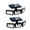 Set 2 lampi solare triple FOXMAG24, pentru exterior, cu senzor de miscare, rezistente la apa, 74 LED-uri, 2400 mAh, negru