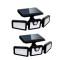 Set 2 lampi solare triple FOXMAG24, pentru exterior, cu senzor de miscare, rezistente la apa, 74 LED-uri, 2400 mAh, negru