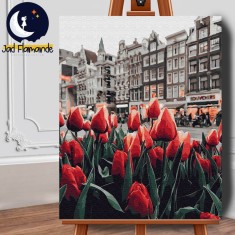 Set pictura pe numere (panza) Lalele in Amsterdam 50x40 cm foto