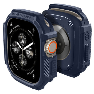 Husa pentru apple watch ultra / ultra 2, spigen rugged armor, navy blue foto