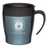 Cana termos cafea metal, gri, cu maner si capac cu deschidere, 350ml