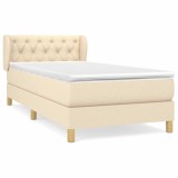 Cumpara ieftin Pat box spring cu saltea, crem, 80x200 cm, textil