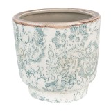 Cumpara ieftin Set 2 ghivece flori ceramica verde alba 15x14 cm