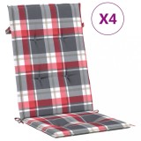 Cumpara ieftin Perne scaun spatar inalt 4 buc. rosu carouri 120x50x3 cm textil