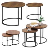 Set masute de cafea rotunde 2 in 1, lemn natural, 70x50cm, 45x44cm, Lean 26598