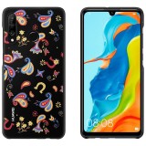 Husa Huawei P30 Lite Floral Neagra - Protectie Telefon Slim Fit