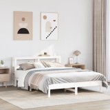 VidaXL Cadru de pat fără saltea, alb, 160x200 cm, lemn masiv pin