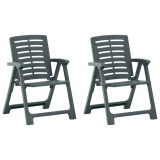 Cumpara ieftin Scaune de grădină, 2 buc., verde, plastic
