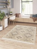 Cumpara ieftin Covor Premium Belgian Model RE BORN 21702-560, Marime 80 x 150 cm, Bej, Bumbac reciclat si Polipropilena, Living, Dormitor, Sufragerie, Birou