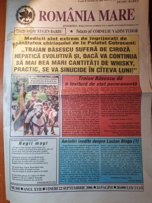ziarul romania mare 22 septembrie 2006- articol despre lucian blaga foto