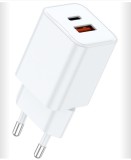 Lemontti Incarcator Retea GaN Dual Port 25W 1x USB-C 1x USB-A QC 3.0 Alb