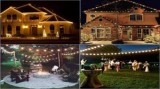 Ghirlanda luminoasa Craciun de exterior, instalatii luminoase profesionale contur casa, 14 m, cu 28 becuri led si globuri colorate/opace/transparente