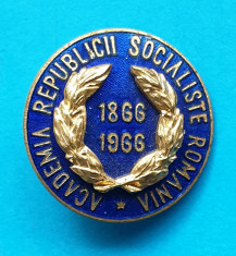 Insigna Superba Epoca de Aur RSR ACADEMIA Republicii Socialiste Romania 1966 foto