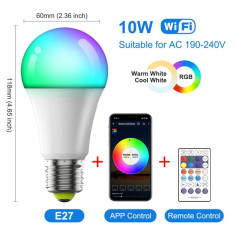 Y WiFi Smart Bec E27 Lampă LED AC100-240V RGB + Rece + Alb Fierbinte Schimbare C