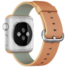 Curea iUni compatibila cu Apple Watch Ultra/SE/8/7/6/5/4/3/2/1, 42mm, Nylon, Woven Strap, Gold/Red