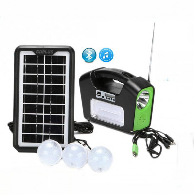 Panou solar 3 becuri LED radio cu afisaj incarcare telefon Bluetooth foto