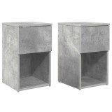 vidaXL Dulap de pat 2 pcs Gri Beton 29 x 31,5 x 49 cm Lemn prelucrat 8001104