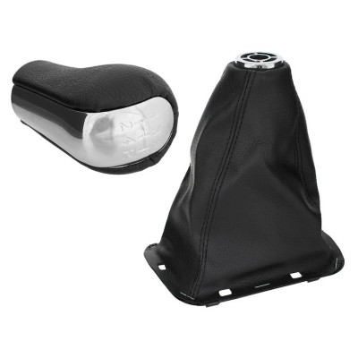 Set nuca si manson schimbator de viteze Modecar pentru Toyota Avensis II 2003-2009, Negru/Argintiu foto