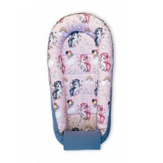 Baby Nest din Bumbac, model gri unicorn