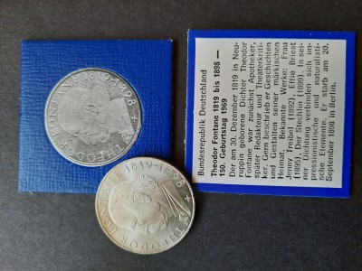 5 DM &amp;quot;T. Fontane&amp;quot; litera G, 1969, RFG - G 4657 foto