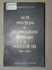 ALTE MENTIUNI DE ISTORIOGRAFIE LITERARA SI FOLCLOR III - PERPESSIUCIUS 1963-1967