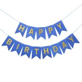 Banner Happy Birthday Albastru, 2.5m, Ghirlanda Aniversare Copii, Decoratiune Petrecere - Ropet