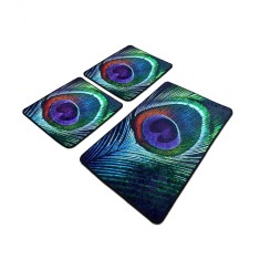 Set 3 Covorase baie Peacock, 60 x 100 cm, 50 x 60 cm, Antiderapant, Multicolor