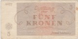 GERMANIA Theresienstadt 5 Kronen 1943 WWII Cehoslovacia Bohemia and Moravia