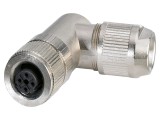 Conector M12 4 pini 48V unghiat IP67 IDC nichelat, aurit