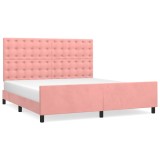 Cumpara ieftin Cadru de pat cu tablie, roz, 180x200 cm, catifea