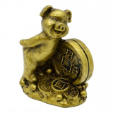 Statueta feng shui porc auriu din rasina 67cm model 4, Stonemania Bijou