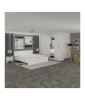Dormitor Complet Bianca Alb, Pat 160x200 cm, Sifonier Glisant 150 cm, Noptiere Incluse, Livrare Gratuita
