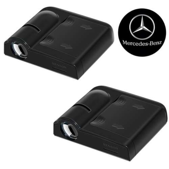 Set 2 proiectoare logo HAWIRE pentru MERCEDES cu holograma pe led
