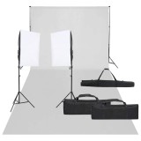 vidaXL Kit studio foto cu set de lumină și fundal 3094752