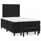 Cumpara ieftin Pat box spring cu saltea, negru, 120x200 cm, catifea