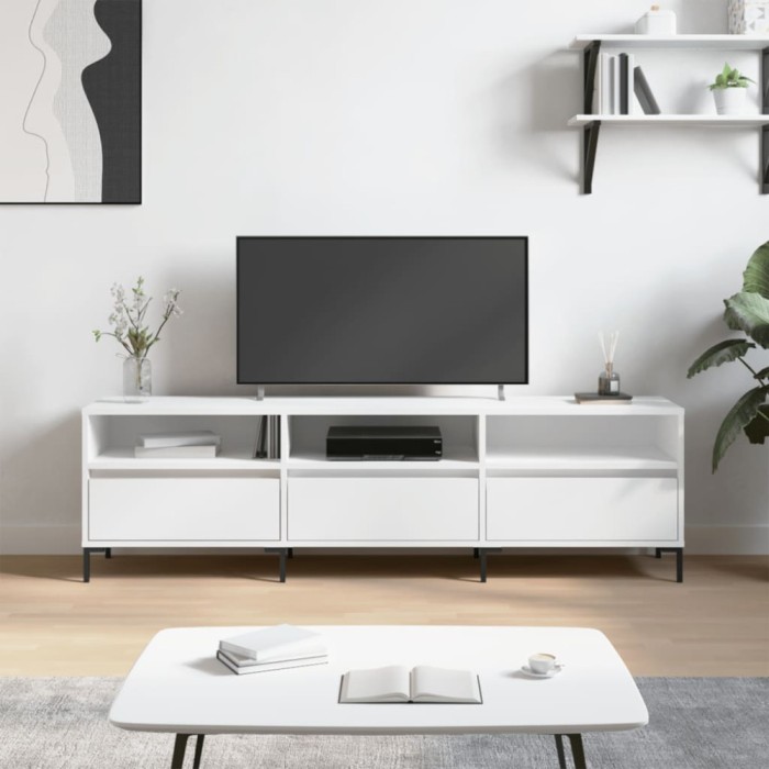 vidaXL Comodă TV, alb, 150x30x44,5 cm, lemn prelucrat 831284