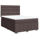 Cumpara ieftin Pat continental cu saltea, maro inchis, 140x200 cm, textil