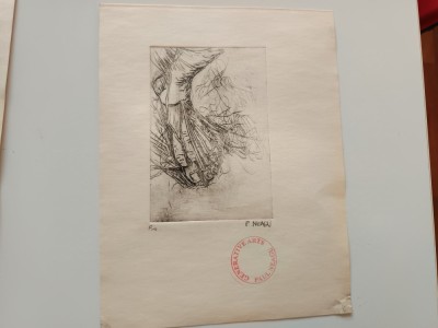 PAUL NEAGU, LITOGRAFIE ORIGINALA &amp;quot;PICIOR STANG&amp;rdquo; SEMNATA STAMPILATA/EXEMPLAR DE AUTOR foto