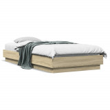Cumpara ieftin Cadru de pat cu lumini LED, stejar sonoma, 100x200 cm
