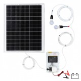 Sistem Iluminat Solar 50W, 2 Becuri LED, Regulator PWM 10A, Panou Monocristalin, Cabana, Rulota, Stana