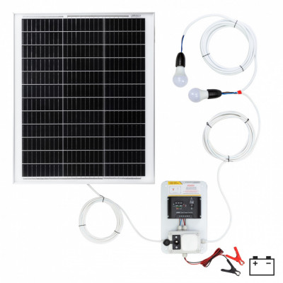 Sistem de iluminat solar 50&amp;nbsp;W cu 2 becuri foto