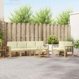 vidaXL Set 7 Canapele Exterior Lemn Acacia Alb Crem Perne Gradina
