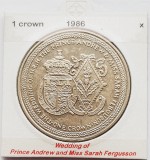 1861 Insula Man 1 crown 1986 Elizabeth II (3nd portrait; Wedding) km 174, Europa