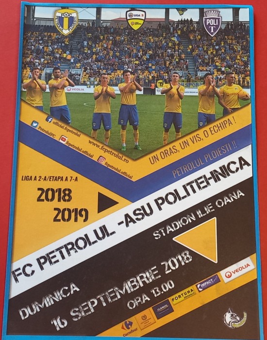 Program meci fotbal PETROLUL PLOIESTI - ASU POLITEHNICA TIMISOARA(16.09.2018)