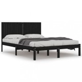 Cumpara ieftin Cadru de pat, negru, 200x200 cm, lemn masiv de pin