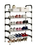 Suport Pantofi Inox, 6 Rafturi, 60x30x110cm, Negru - Organizator Metalic Modular, Capacitate 15kg