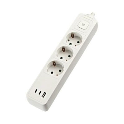 Prelungitor electric 3 prize, 2xUSB C, 1xUSB A, 1.5 m, intrerupator, Gelux foto