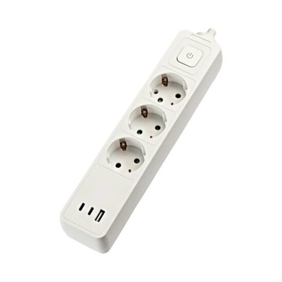 Prelungitor electric 3 prize, 2xUSB C, 1xUSB A, 1.5 m, intrerupator, Gelux