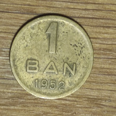 Romania - moneda de colectie raruta - 1 ban 1952 cu stema RPR - stare buna