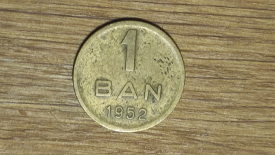 Romania - moneda de colectie raruta - 1 ban 1952 cu stema RPR - stare buna foto